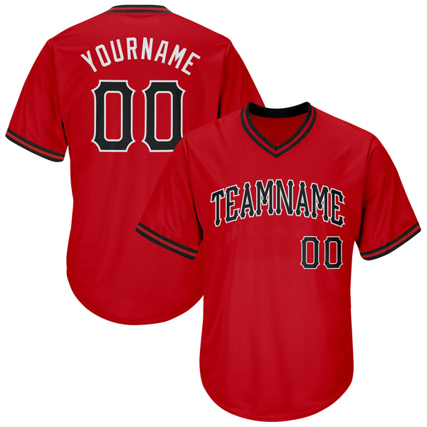 Custom Red Baseball Jersey White-Black - FansIdea