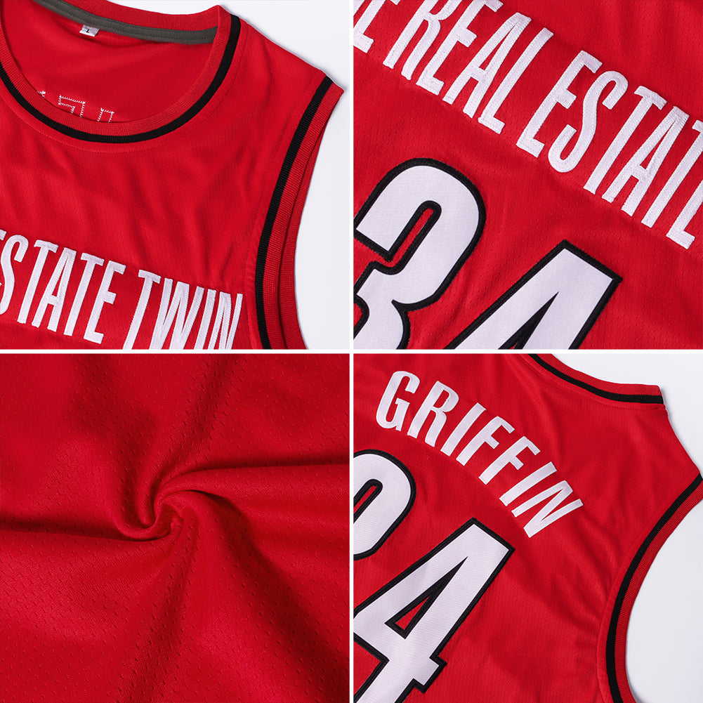 Cheap Custom Gray Red-Cream Authentic Throwback Basketball Jersey