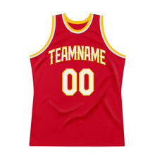 Load image into Gallery viewer, Custom Red White-Gold Authentic Throwback Basketball Jersey
