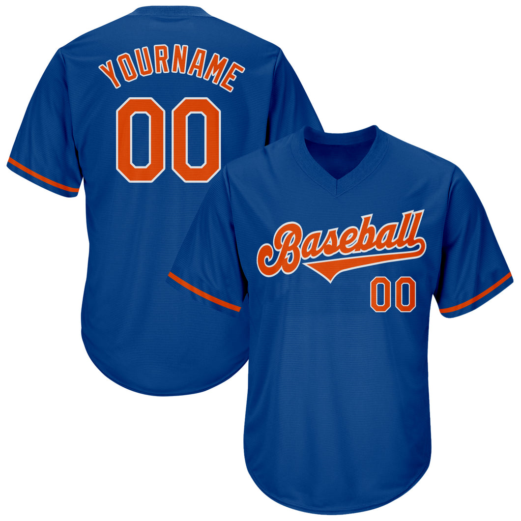 Custom Royal Orange-White Authentic Throwback Rib-Knit Baseball Jersey Shirt