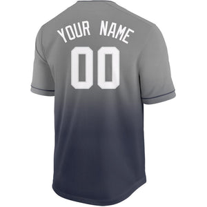 Custom Navy White-Gray Fade Baseball Jersey