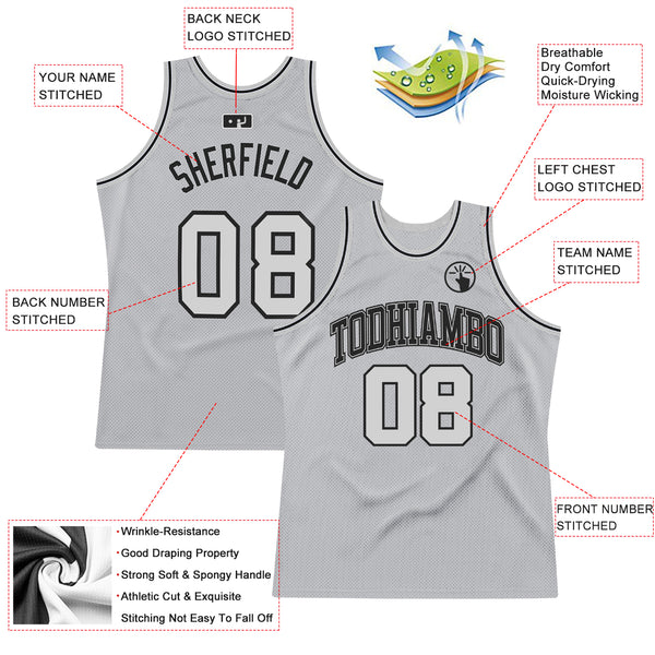 Custom Black Basketball Jersey-Gray Authentic Throwback - FansIdea