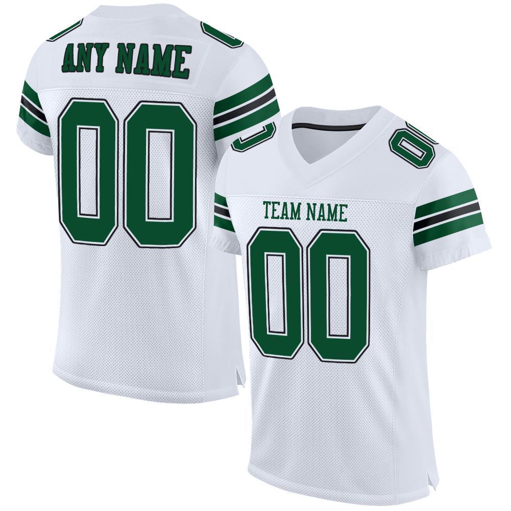 Custom White Gotham Green-Black Mesh Authentic Football Jersey