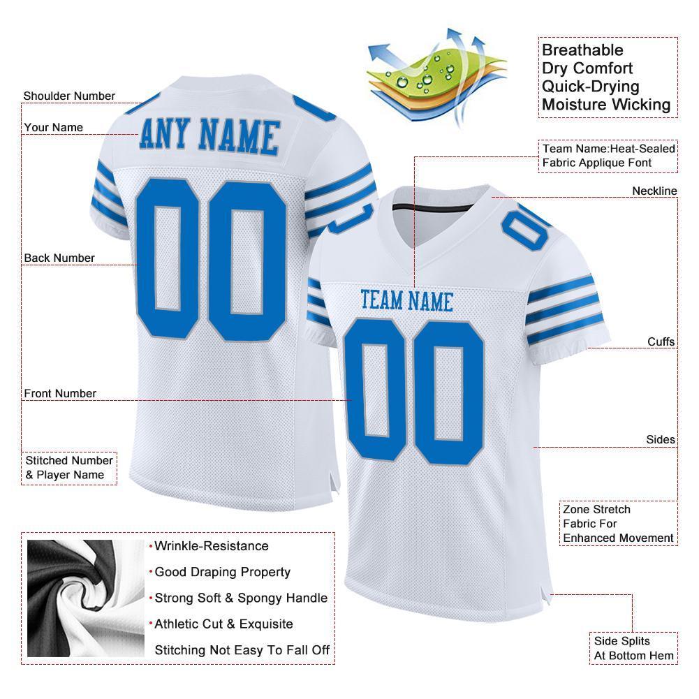 Custom White Light Blue-Royal Mesh Authentic Football Jersey