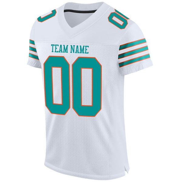 Custom Green Orange-White Mesh Authentic Football Jersey