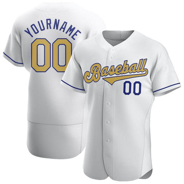 Custom White Old Gold-Royal Authentic Baseball Jersey