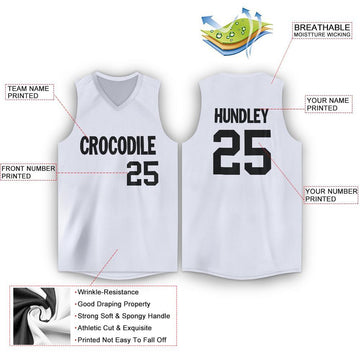 Custom White Black V-Neck Basketball Jersey