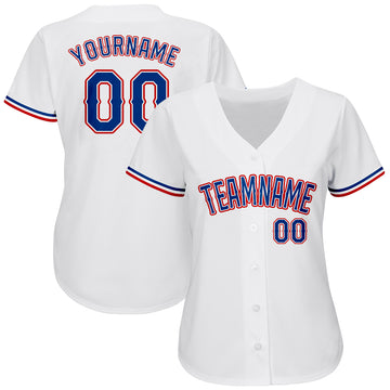 Custom White Royal-Red Authentic Baseball Jersey