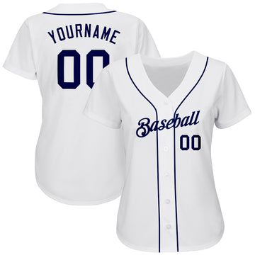 Custom White Navy Authentic Baseball Jersey