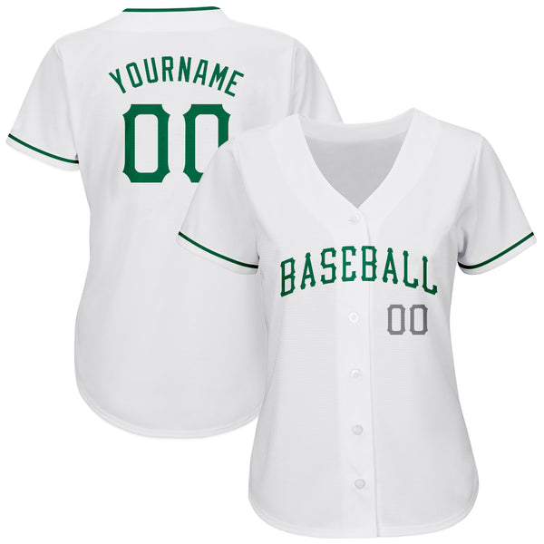 Custom White Kelly Green-Black Authentic Two Tone Baseball Jersey