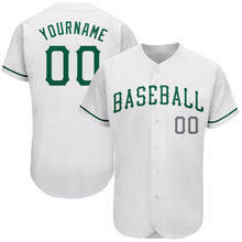 Load image into Gallery viewer, Custom White Kelly Green-Gray Authentic St. Patrick&#39;s Day Baseball Jersey
