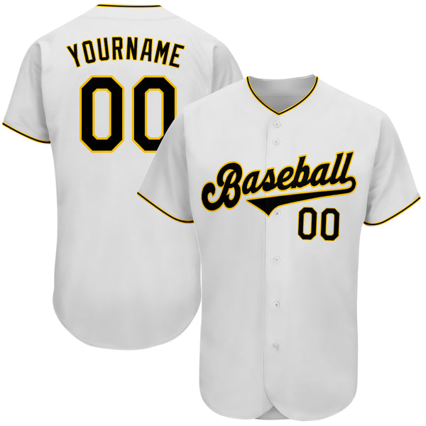 Custom Gold Black-White Authentic Baseball Jersey – FanCustom