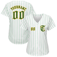 Load image into Gallery viewer, Custom White Kelly Green Strip Kelly Green-Gold Authentic Baseball Jersey
