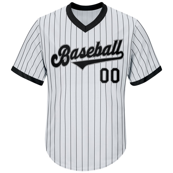 Custom Pinstripe Baseball Jersey Red Black White-Black Authentic - FansIdea