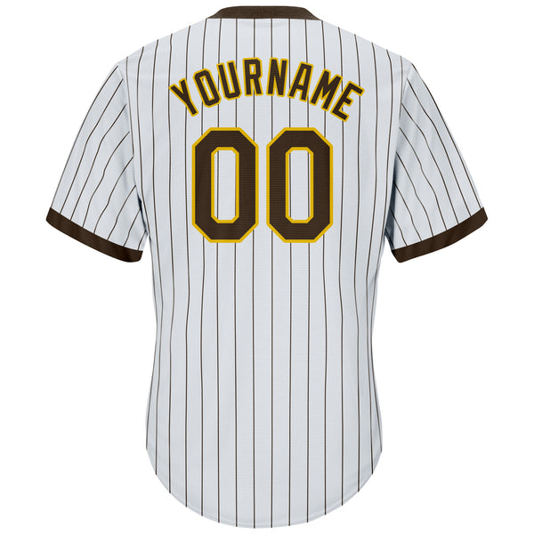 Custom Team White Baseball Authentic Brown Jersey Gold