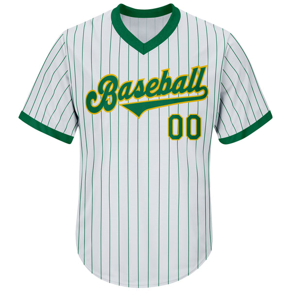 Custom Green White Strip White-Gold Authentic Baseball Jersey Discount -  FansIdea