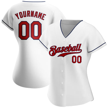 Custom White Red-Navy Authentic Baseball Jersey