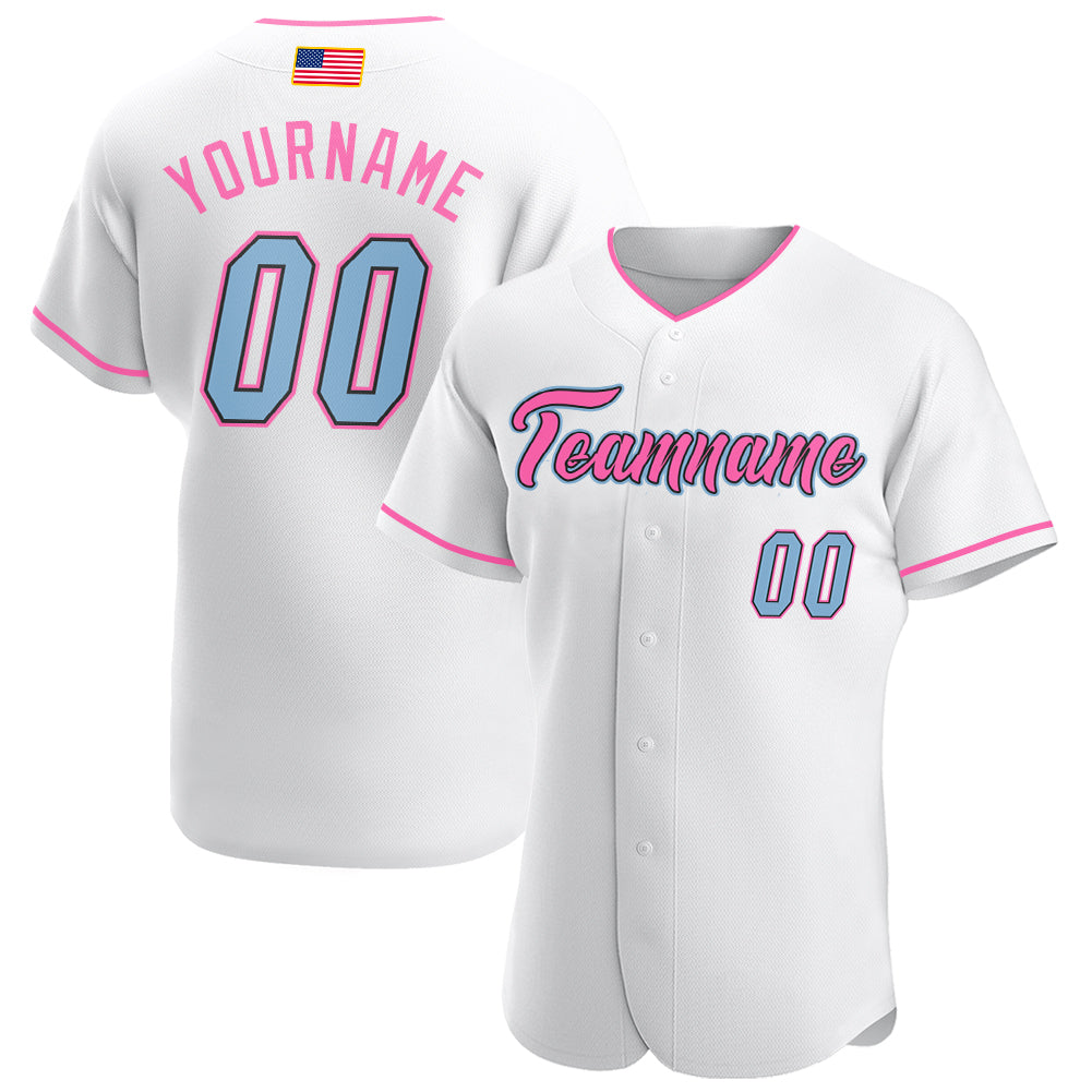 Custom Team Contrast Color Pink & Blue Baseball Jersey – Tonton