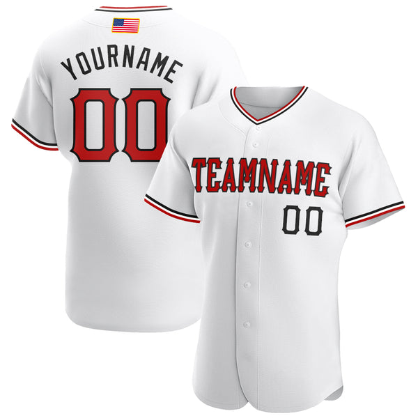 Custom Red Baseball Jersey White-Black - FansIdea