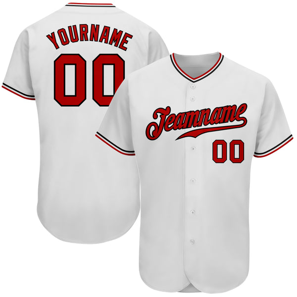 Custom Pinstripe Baseball Jersey White Black Red Authentic - FansIdea