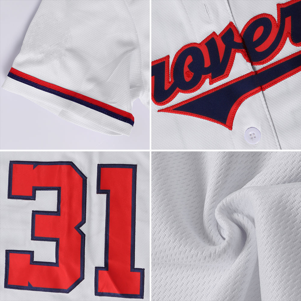 Cheap Custom White Red-Old Gold Authentic Baseball Jersey Free