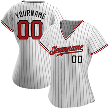 Load image into Gallery viewer, Custom White Black Strip Red-Black Authentic Baseball Jersey
