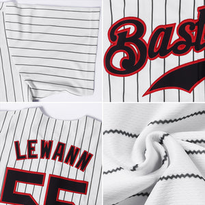 Custom White Black Strip Red-Black Authentic Baseball Jersey